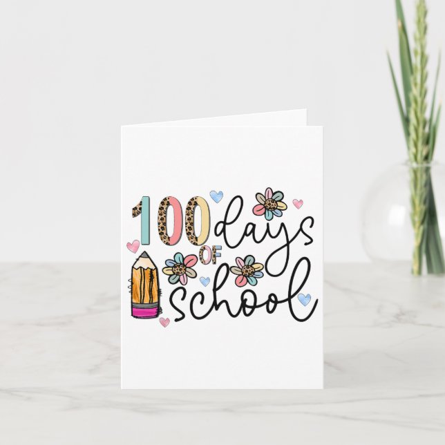Carte Leopard 100 Jours D'Enseignants Crayon Scolaire De (Devant)