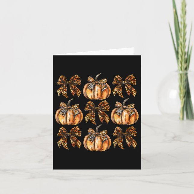 Carte Leopard Coquette Bow Citrouille Thanksgiving Autom (Devant)