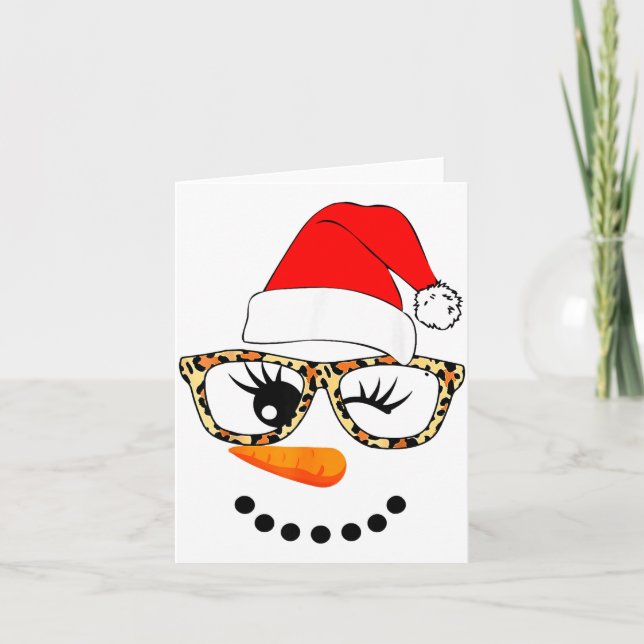 Carte Leopard Gles Santa Claus Snowman Face Christmas Co (Devant)
