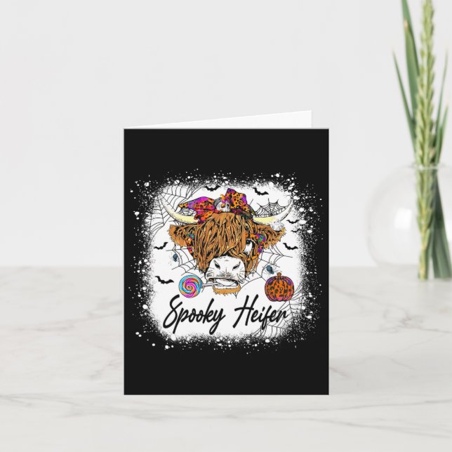 Carte Leopard Halloween Vache Citrouille Heifer Éffrayan (Devant)