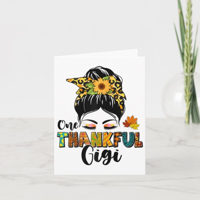 Carte Leopard Messy Bun Automne Jour d'Action de grâce U (Devant)
