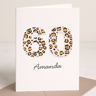 Carte Leopard Print 60   Modern Cute Name 60th Birthday