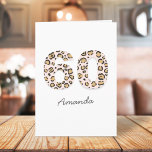 Carte Leopard Print 60 | Modern Cute Name 60th Birthday<br><div class="desc">Simple, stylish and trendy leopard print age 60 greeting card in brown and black animal print on a pale pink background. The name and inside message in moderne script can be easily personalized for a truly unique 60th birthday card for your loved one's special day! Le design est aussi available...</div>