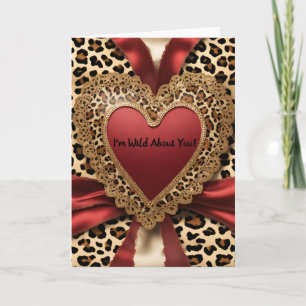 Carte Leopard Red Valentine's Day Heart Card
