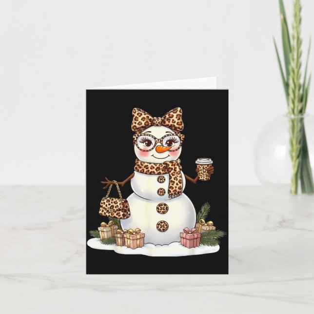Carte Leopard Snowman With Sungles Funny Christmas Women (Devant)