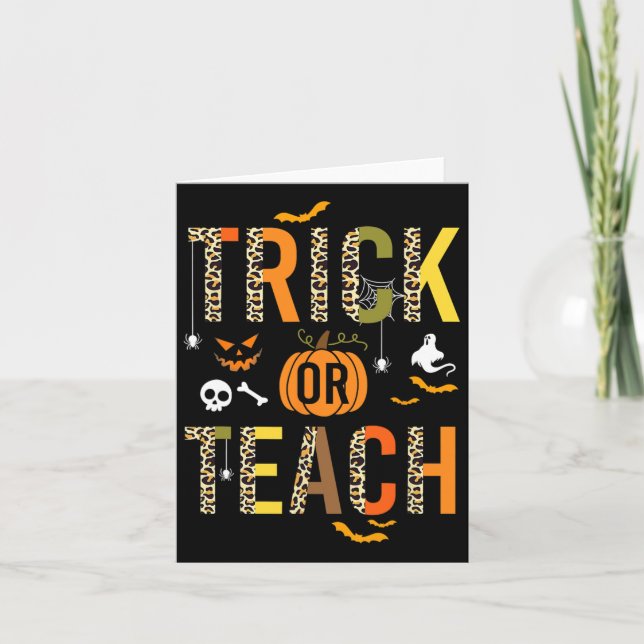 Carte Leopard Trick Ou Enseigner L'École D'Halloween Aut (Devant)