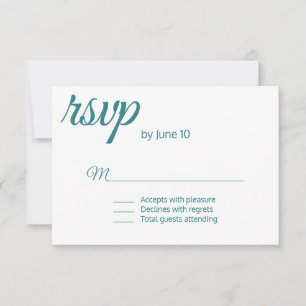 Carte l'épousant minimaliste du bleu de paon RSVP