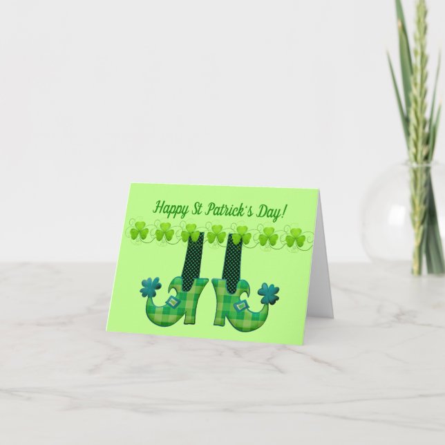 Carte Leprechaun Chaussures Saint Patrick's Day (Devant)