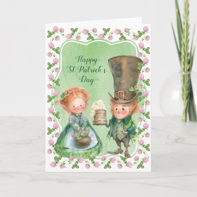 Carte Leprechaun & Clover | Saint Patrick's Day (Devant)