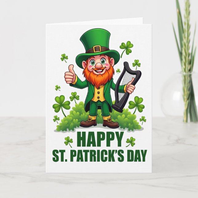 Carte Leprechaun Joy Faux Gold Foil Card (Devant)