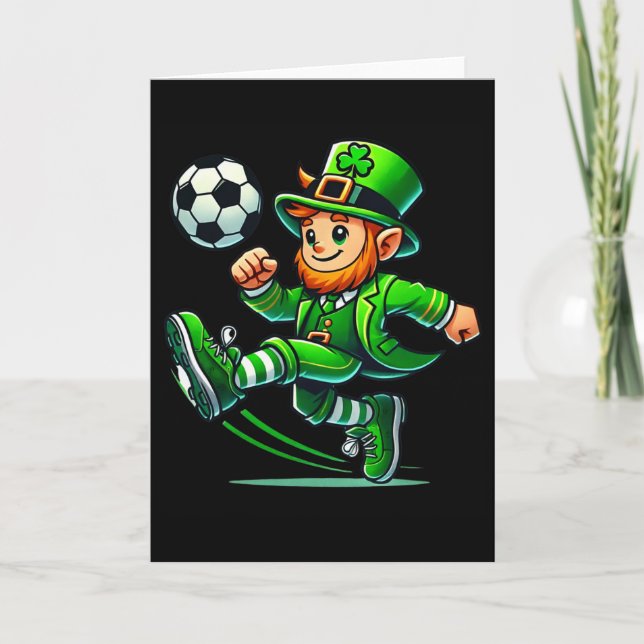 Carte Leprechaun Soccer St Patricks Day Player Boys Men  (Devant)