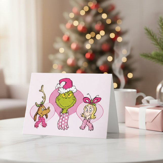 Carte L'équipe du Grinch en rose dans le portrait de la  (Créateur téléchargé)