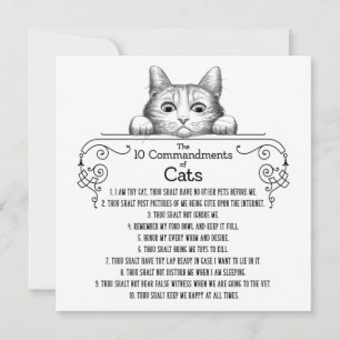 Carte Les 10 commandements de chats amusants