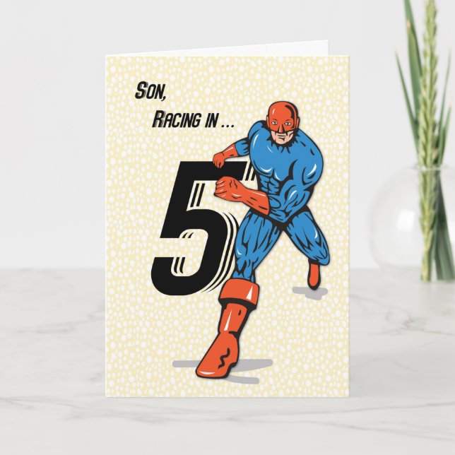 Carte Les 5 ans de mon fils Super-héros (Devant)