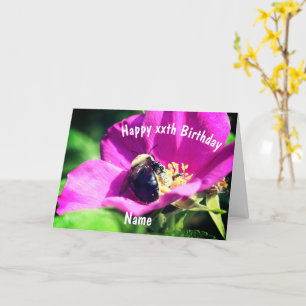 Carte Les abeilles sur la fleur Rose Anniversaire person