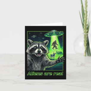 Carte Les aliens sont de vrais ratons laveurs selfie ovn