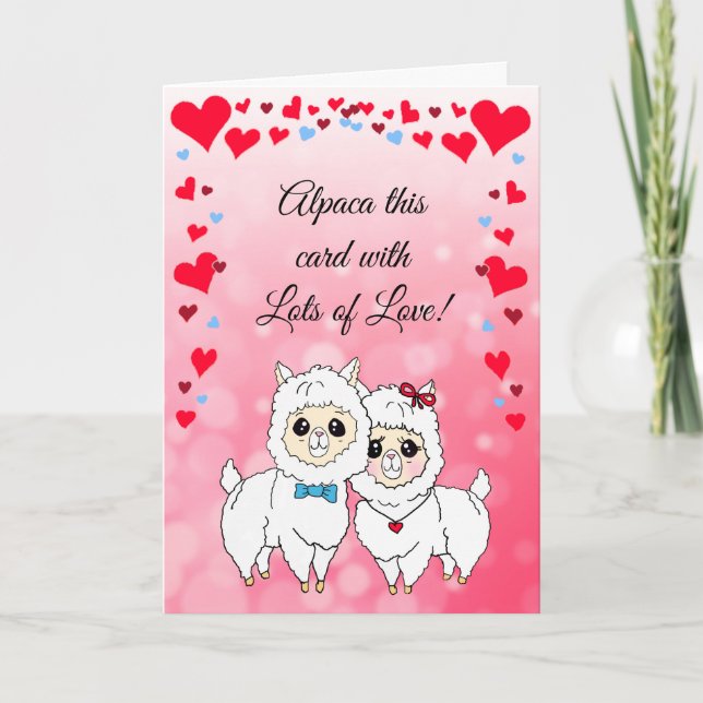 Carte Les Alpacas et les Lamas Funny Saint-Valentin (Devant)