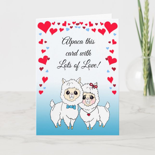 Carte Les Alpacas et les Lamas Funny Saint-Valentin (Devant)