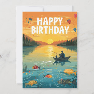 Carte Les amateurs de pêche pêchent le jour de leur anni