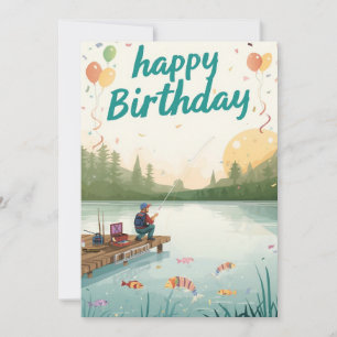 Carte Les amateurs de pêche pêchent pour son anniversair