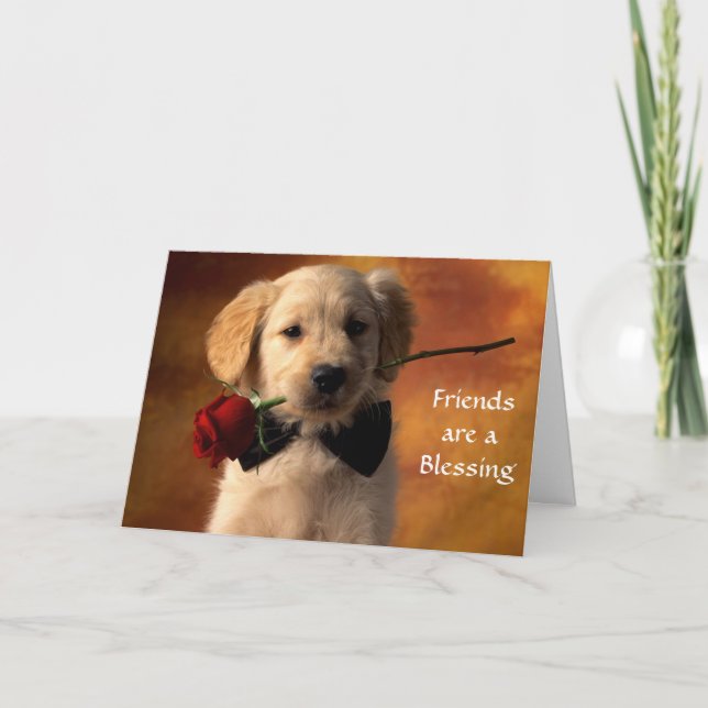 Carte Les amis sont une Bénédiction Golden Retriever Pup (Devant)