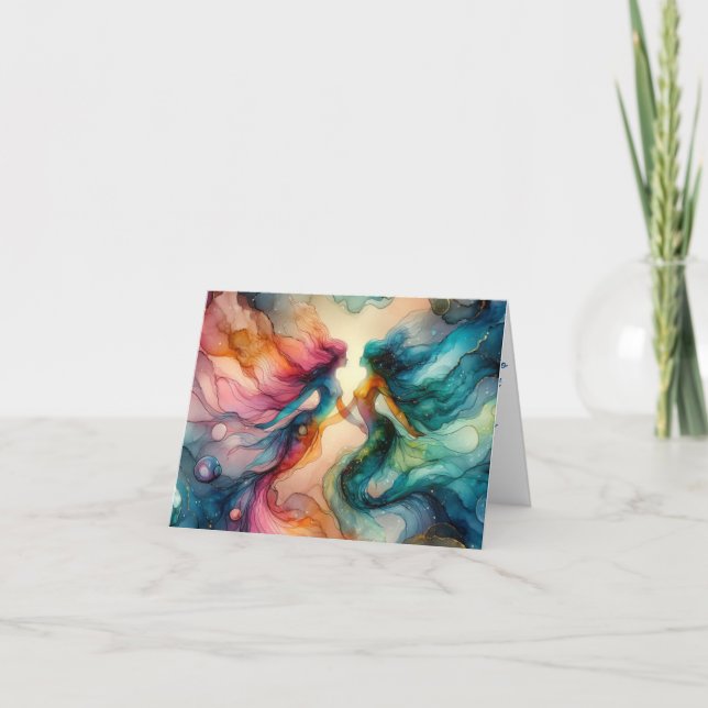 CARTE LES AMOUREUX DE MERMAID AIENT UNE ENCRE D'ALCOOL V (Devant)