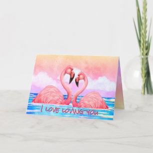 Carte Les amoureux du Flamant rose Saint Valentin