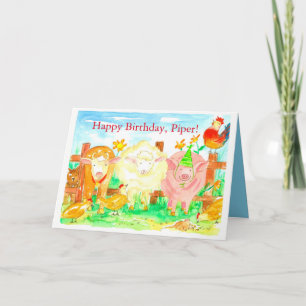 Carte Les animaux de ferme Joyeux anniversaire