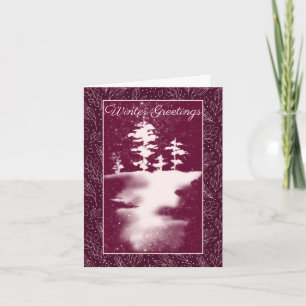 Carte Les arbres roses et la scène hivernale neige vacan