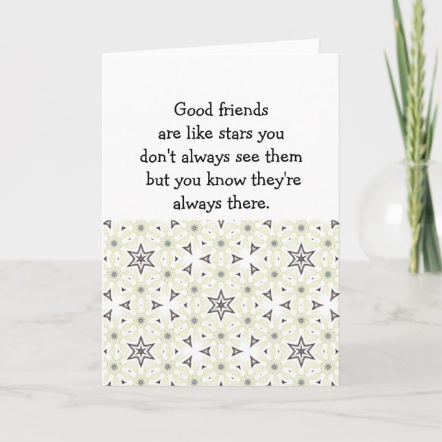 Carte Les bons amis sont comme les étoiles Citation pers (Devant)