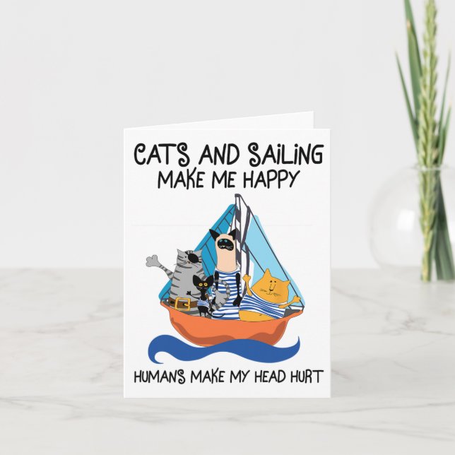 Carte Les chats naviguant me rendent heureux voile batea (Devant)