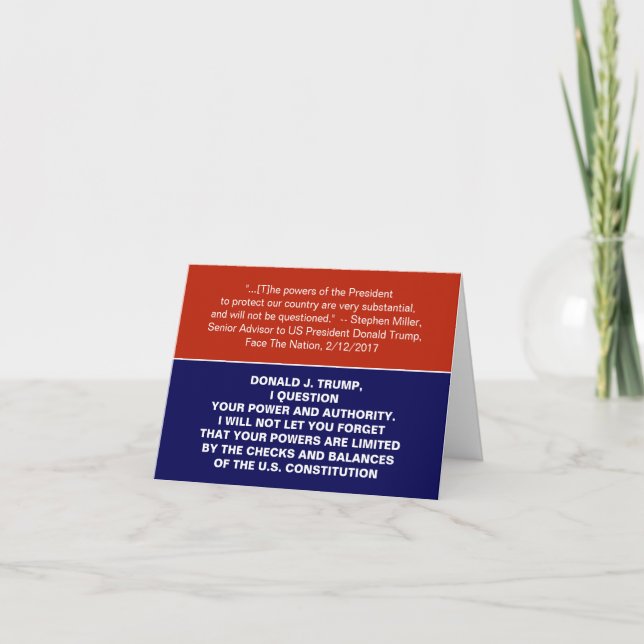 Carte Les chèques et les soldes anti-Trump du dictateur  (Devant)