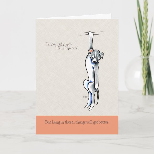 Carte Les choses s'améliorent mignonne Pit Bull Encourag (Devant)