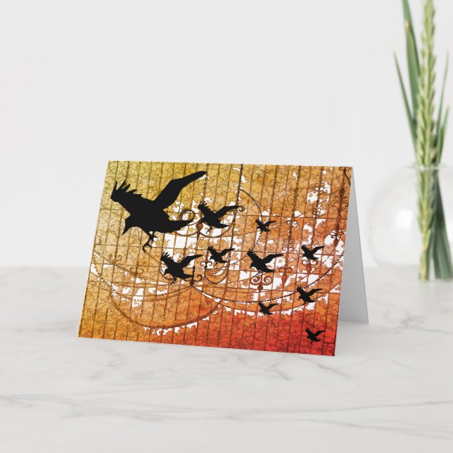 Carte Les Corbeaux d'Halloween volent à travers le châte (Devant)
