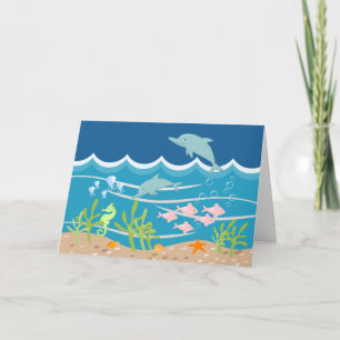 Carte Les dauphins nageant sous la mer