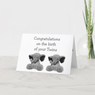 CARTE LES ÉLÉPHANTS BÉBÉS DISENT DOUBLE AMOUR AVEC DE NO