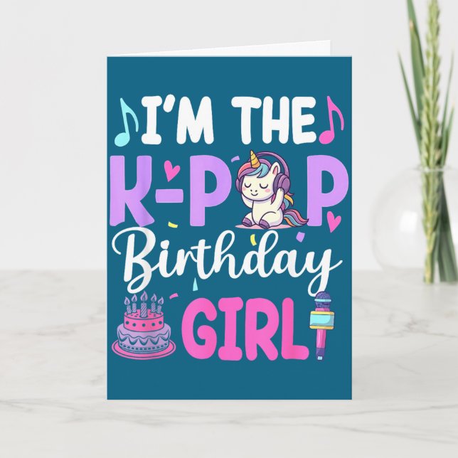 Carte Les filles d'anniversaire k-pop licorne k pop anni (Devant)