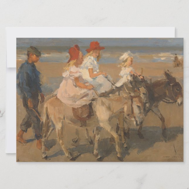 Carte Les filles équitation ânes sur la plage (Devant)