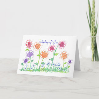 Carte Les fleurs lunatiques de cottage pensant à vous