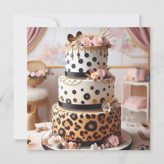 CARTE LES LIEUX DE LEOPARD LAYEREN BANTHDAY CAKE (Devant)