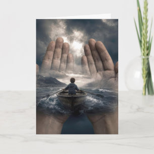 Carte Les mains de papa pour son anniversaire guidant un