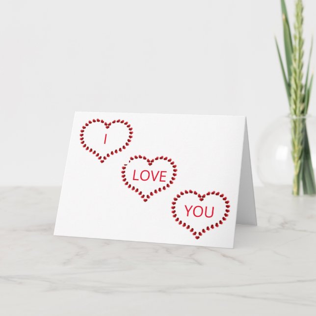CARTE LES MESSAGES EN COEUR DISENT "JE T'AIME" (Devant)
