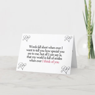 CARTE *LES MOTS SONT COURTS POUR DÉCRIRE MON AMOUR*