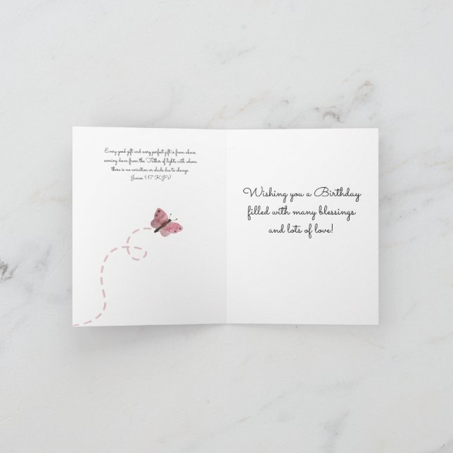 Carte Les nombreuses bénédictions papillon Anniversaire (Intérieur)