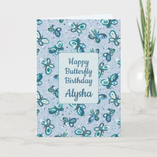 Carte Les papillons Doodle Bugs - bleu - anniversaire de