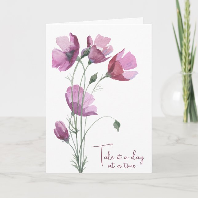 Carte Les pavots d'aquarelle pensent à vous (Devant)