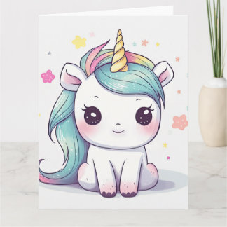 Carte Les plus adorables Pastel Kawaii Unicorn