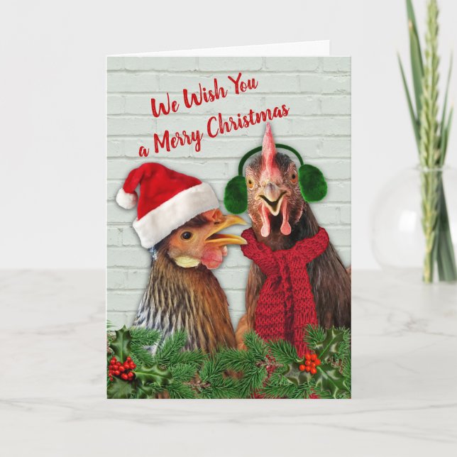 Carte Les Poulets Vous Souhaitent Un Joyeux Noël (Devant)