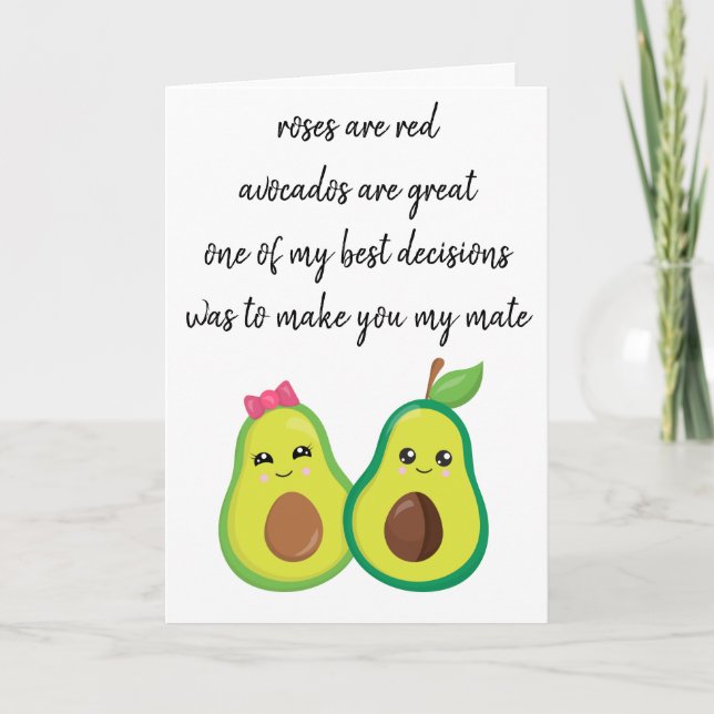 Carte Les Roses en couple d'Avocado de Valentine sont ro (Devant)