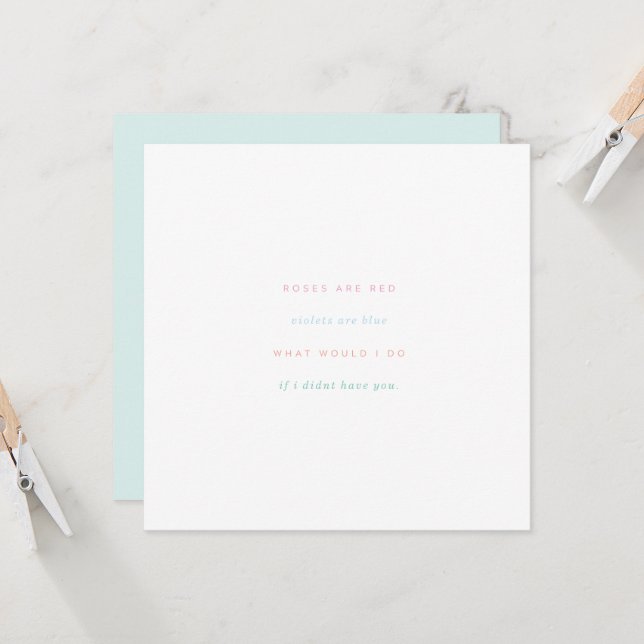 Carte Les roses Sont Des Violettes Rouges Bleues (Devant/Arrière en situation)
